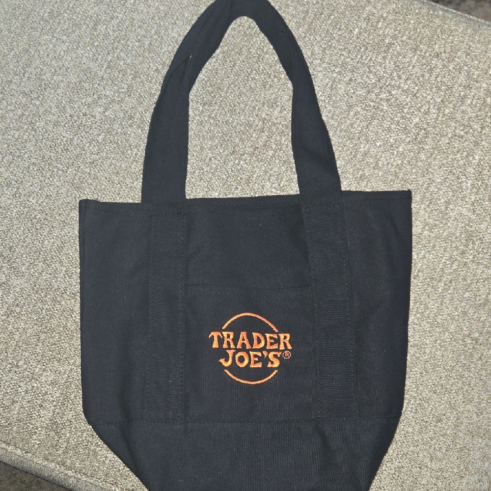 Trader Joe's Black Tote Bag with Orange Logo